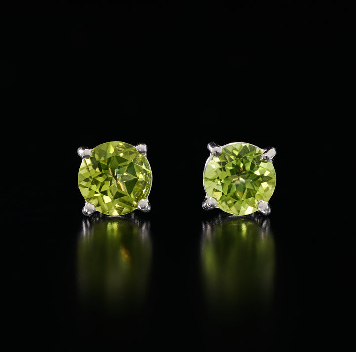 Peridot Studs in 18k Gold- White Gold & Rose Gold