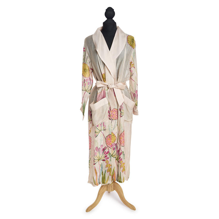 Pop Floral Pink Robe Gown with Removable Waist Tie