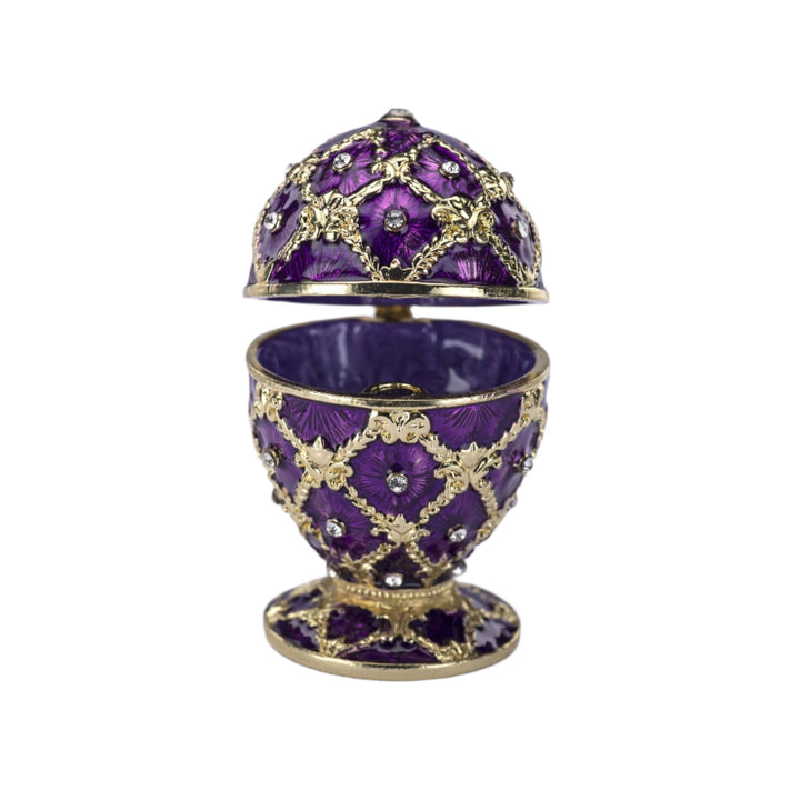 Amethyst Purple Trellis Egg Trinket Box