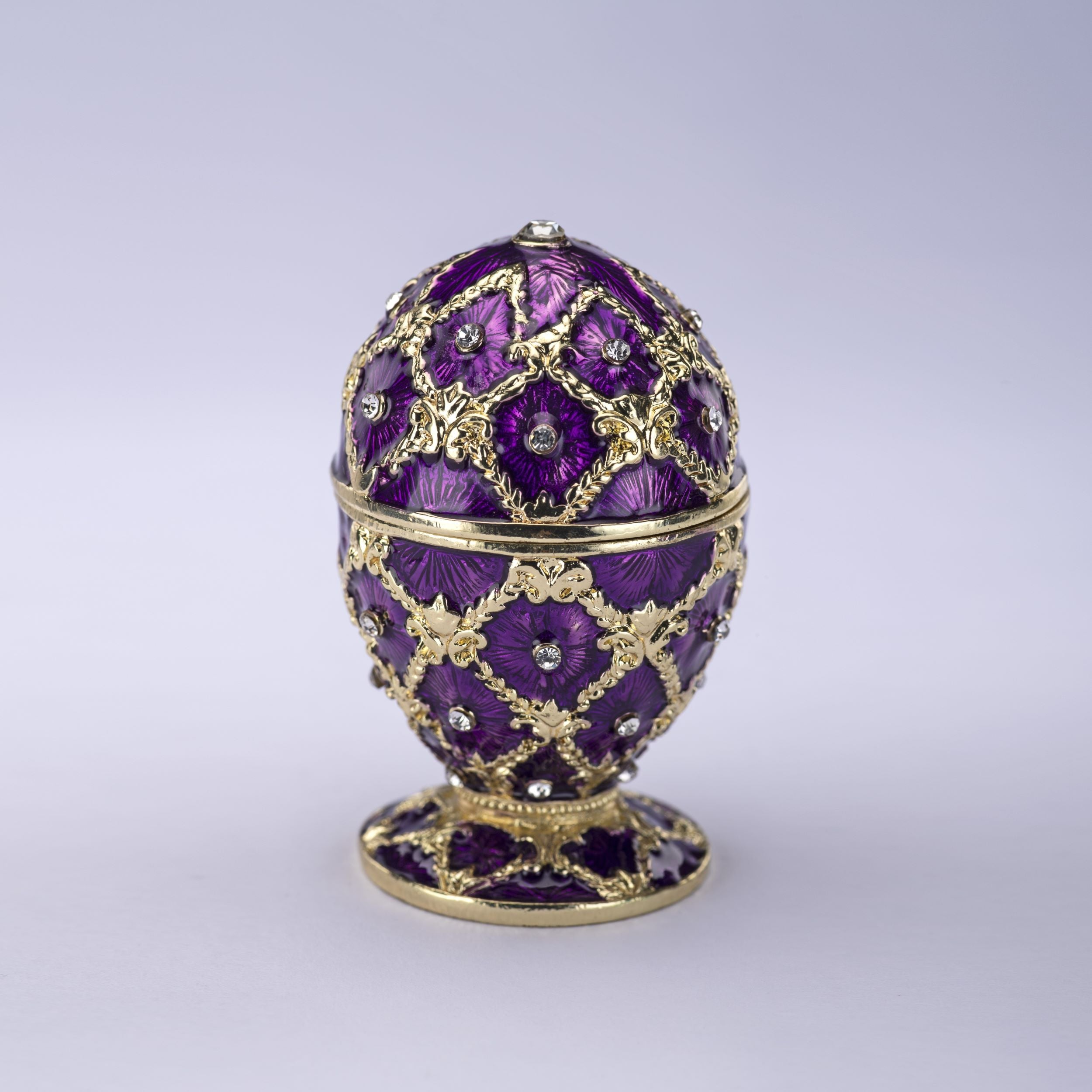 Amethyst Purple Trellis Egg Trinket Box