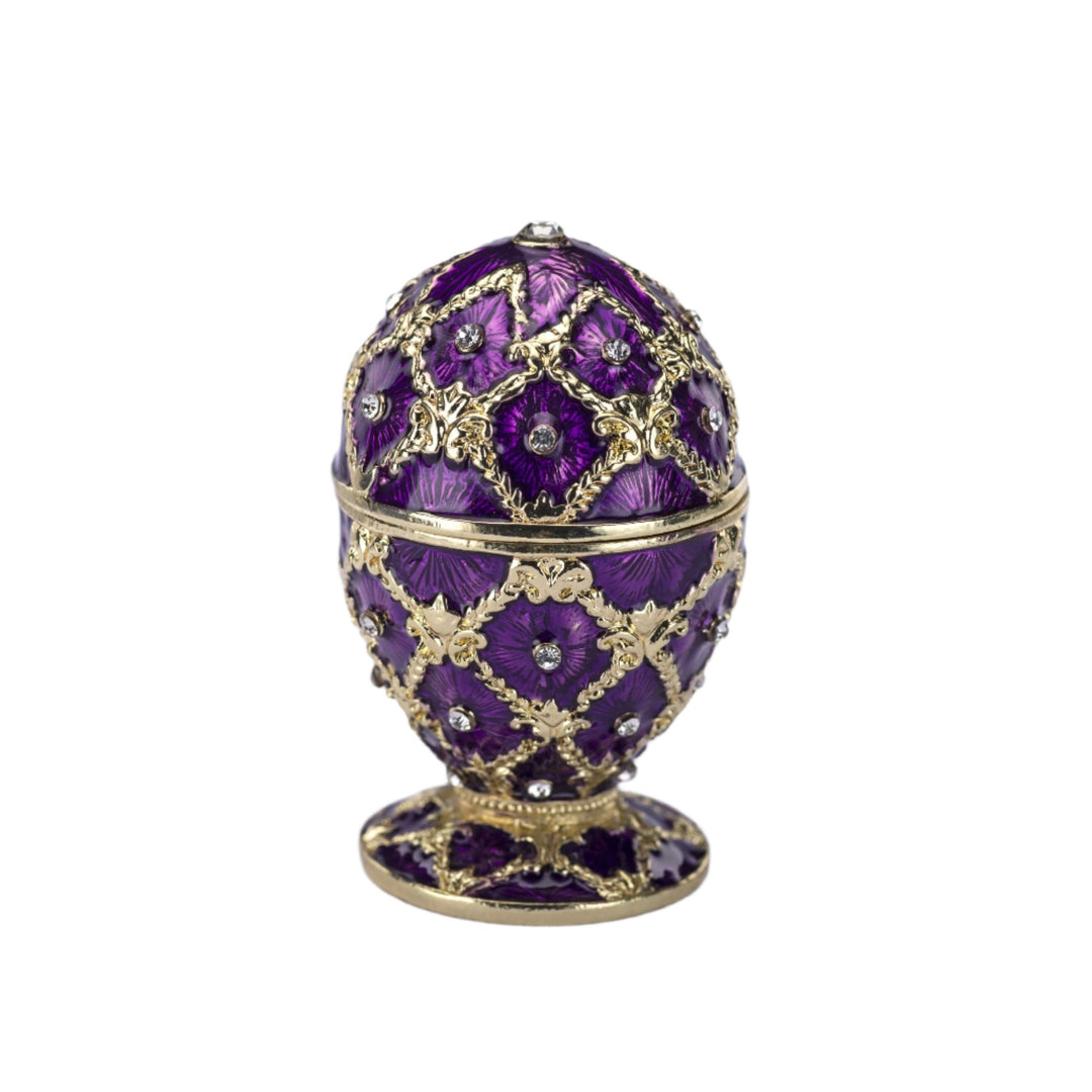 Amethyst Purple Trellis Egg Trinket Box