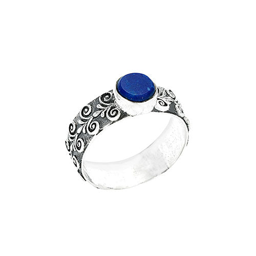 Lapis Scroll Mens Ring