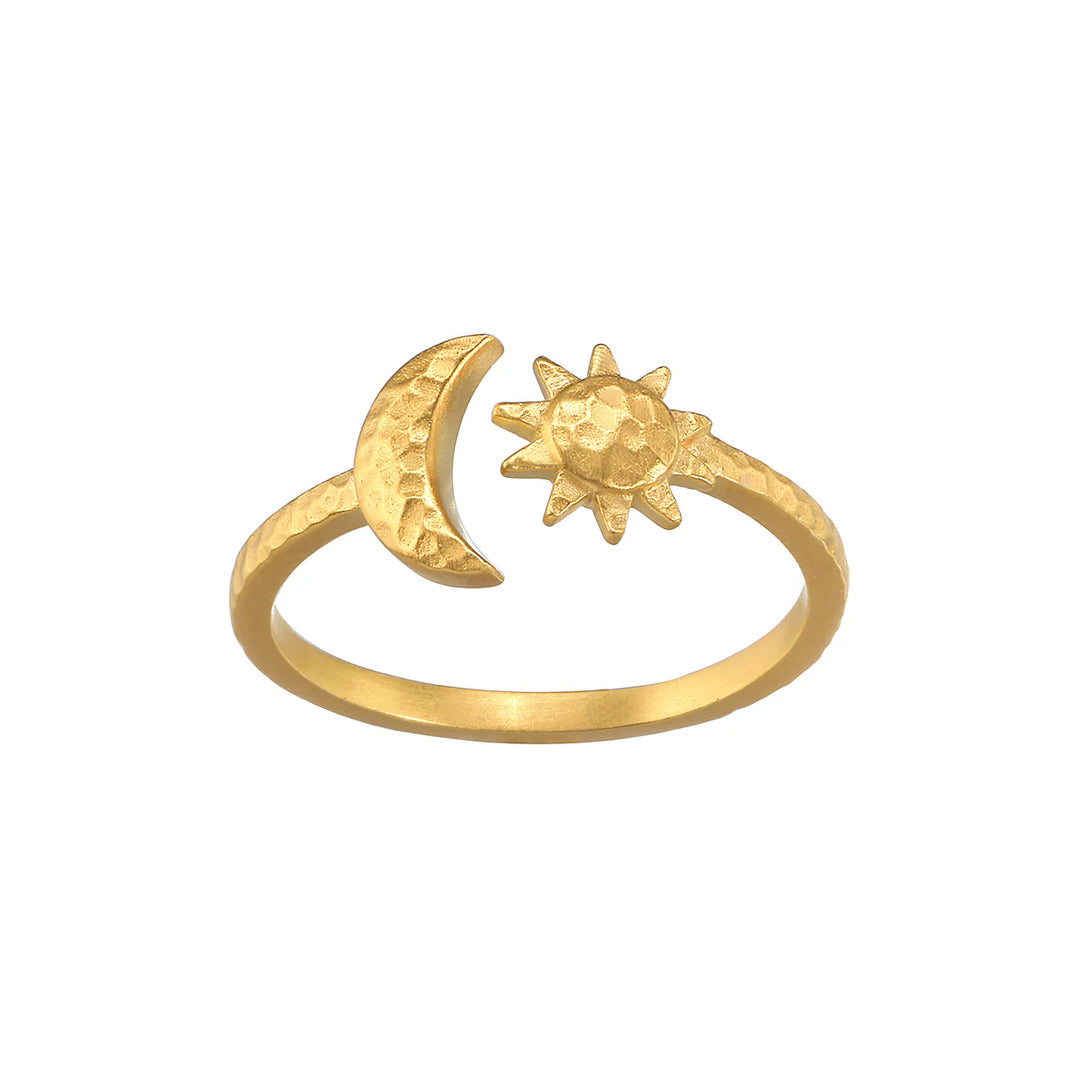 "Illuminated Spirit" Moon and Star Adjustable Ring