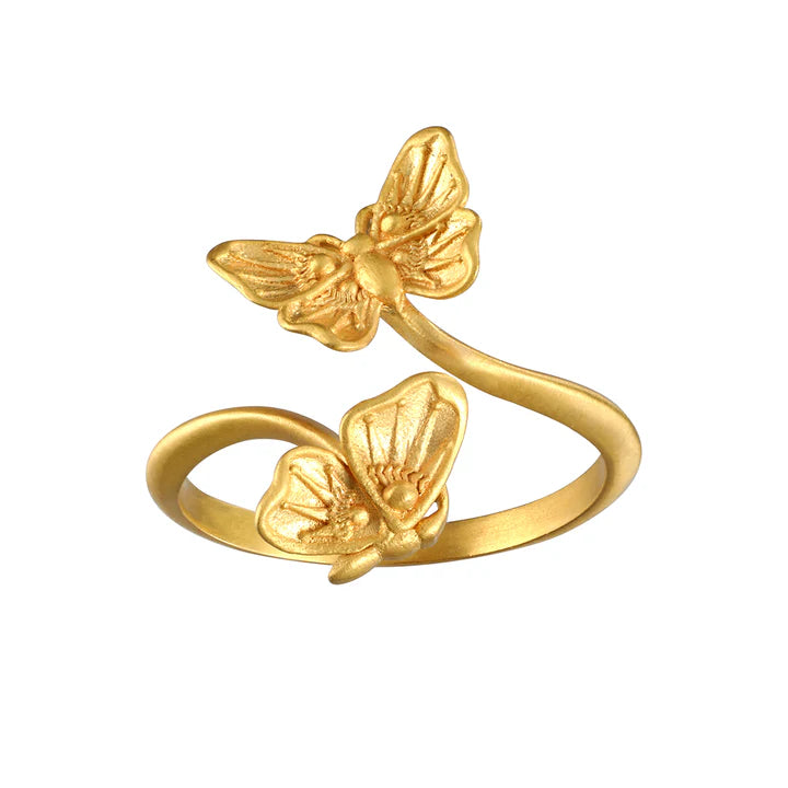 Double Butterfly Adjustable Ring