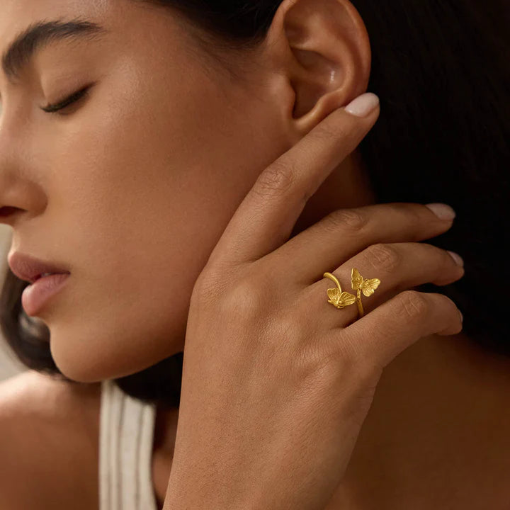 Double Butterfly Adjustable Ring