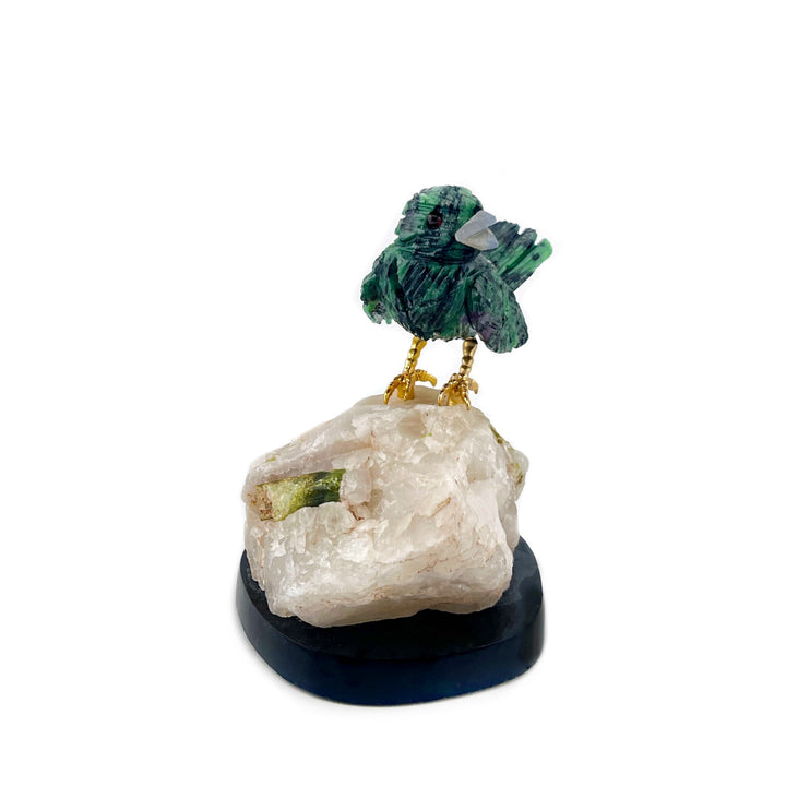 Ruby in Zoisite Sparrow on Tourmaline