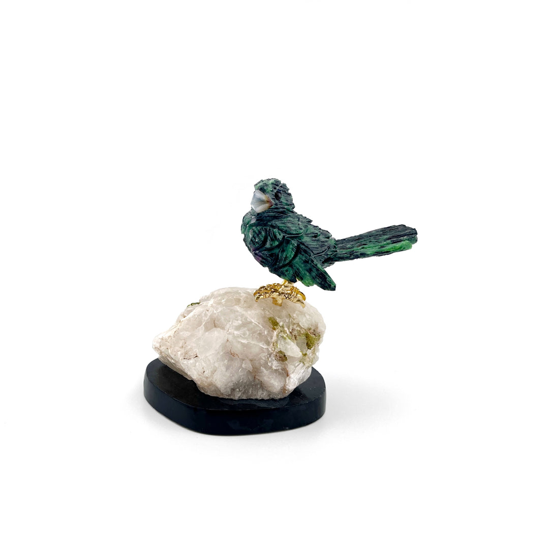 Ruby in Zoisite Sparrow on Tourmaline
