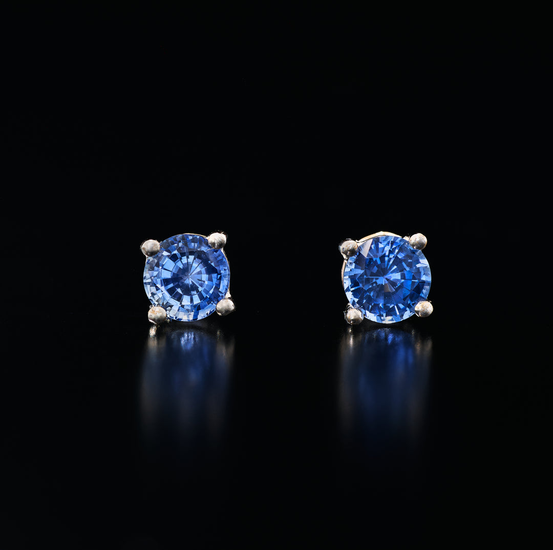 Sapphire Studs in 18k White Gold