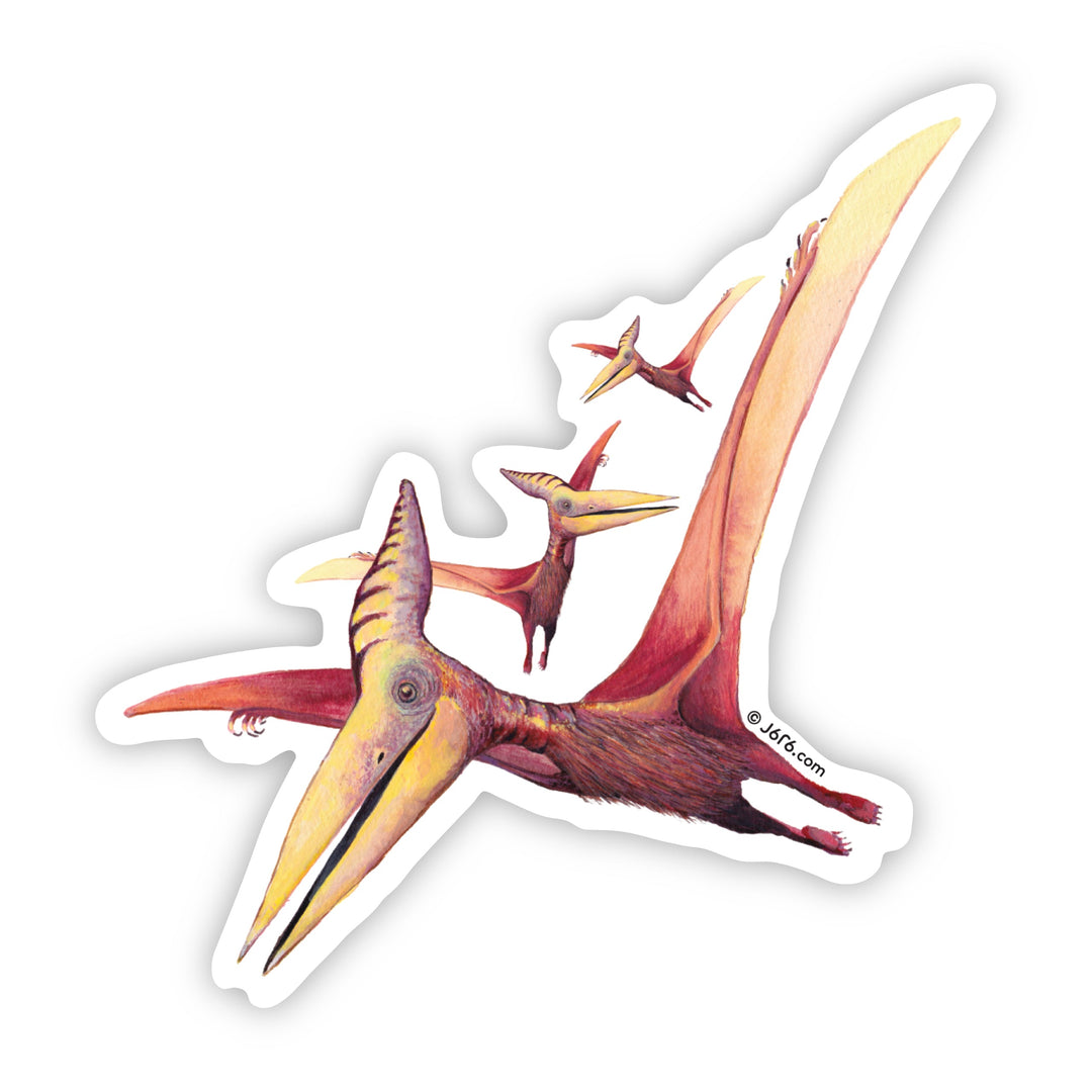Sticker of a pterodactyl on a white background