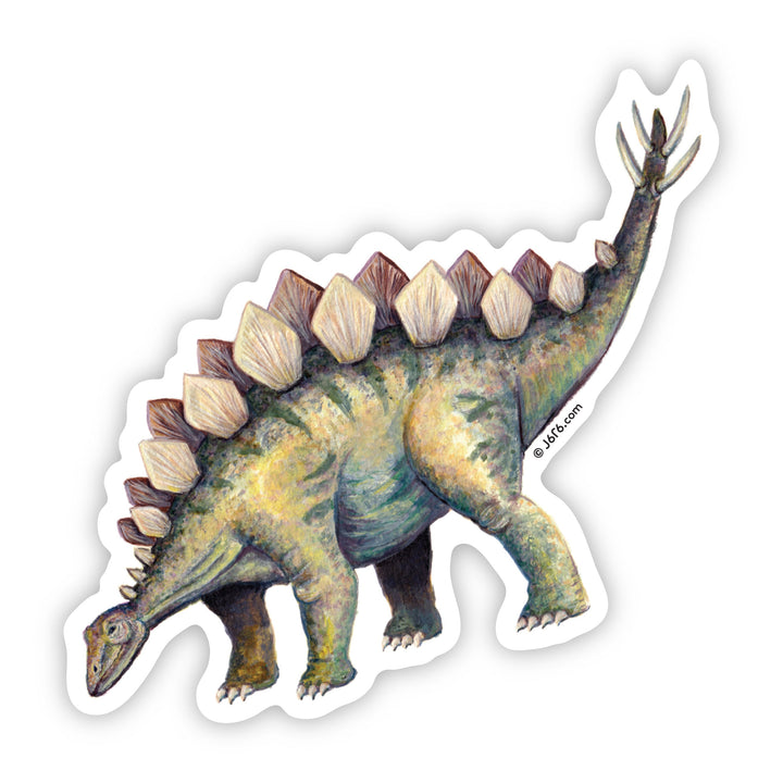 Sticker of a Stegosaurus dinosaur on a white background