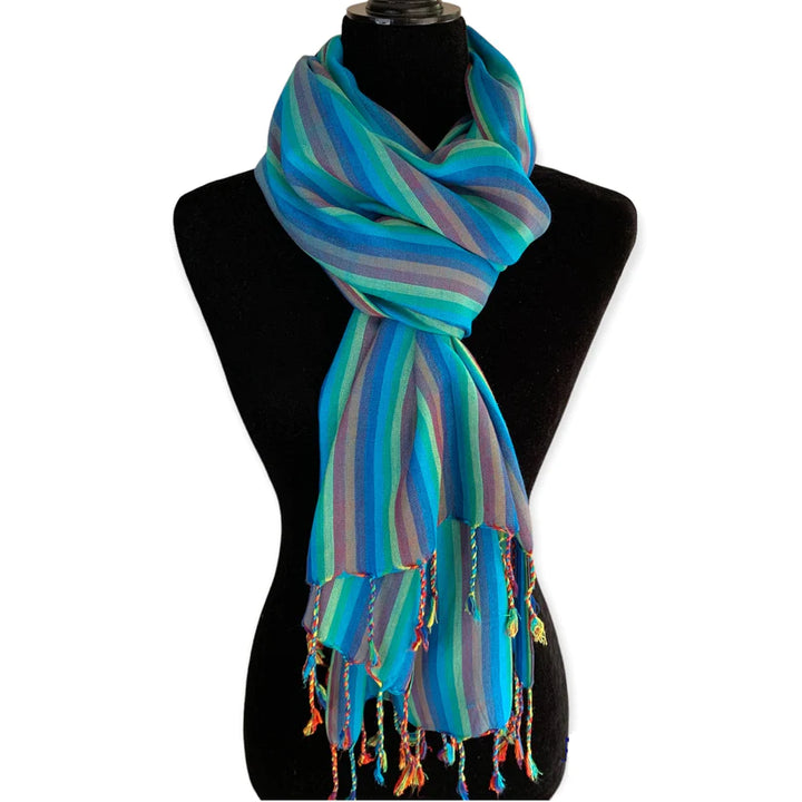 Striped Handwoven Bamboo Viscose Scarf