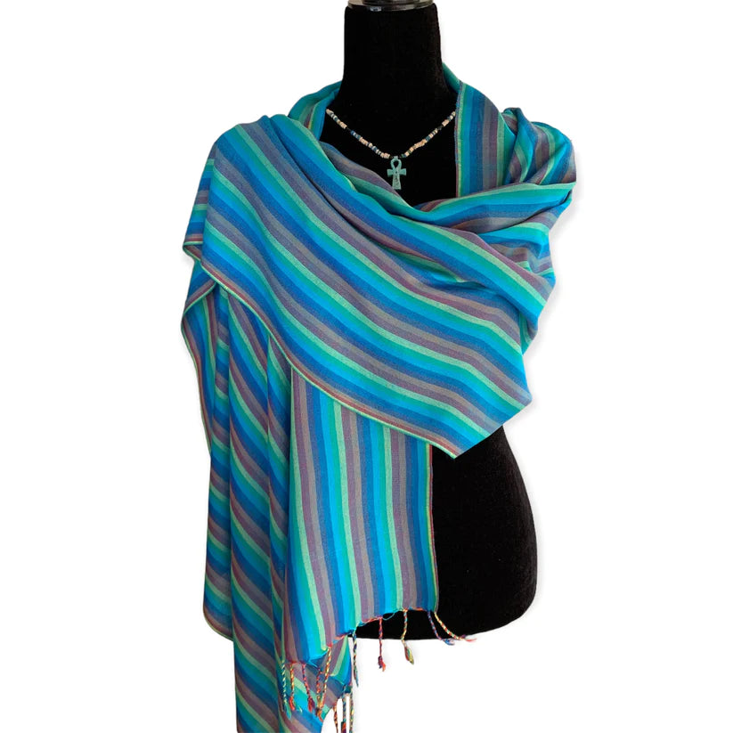 Striped Handwoven Bamboo Viscose Scarf
