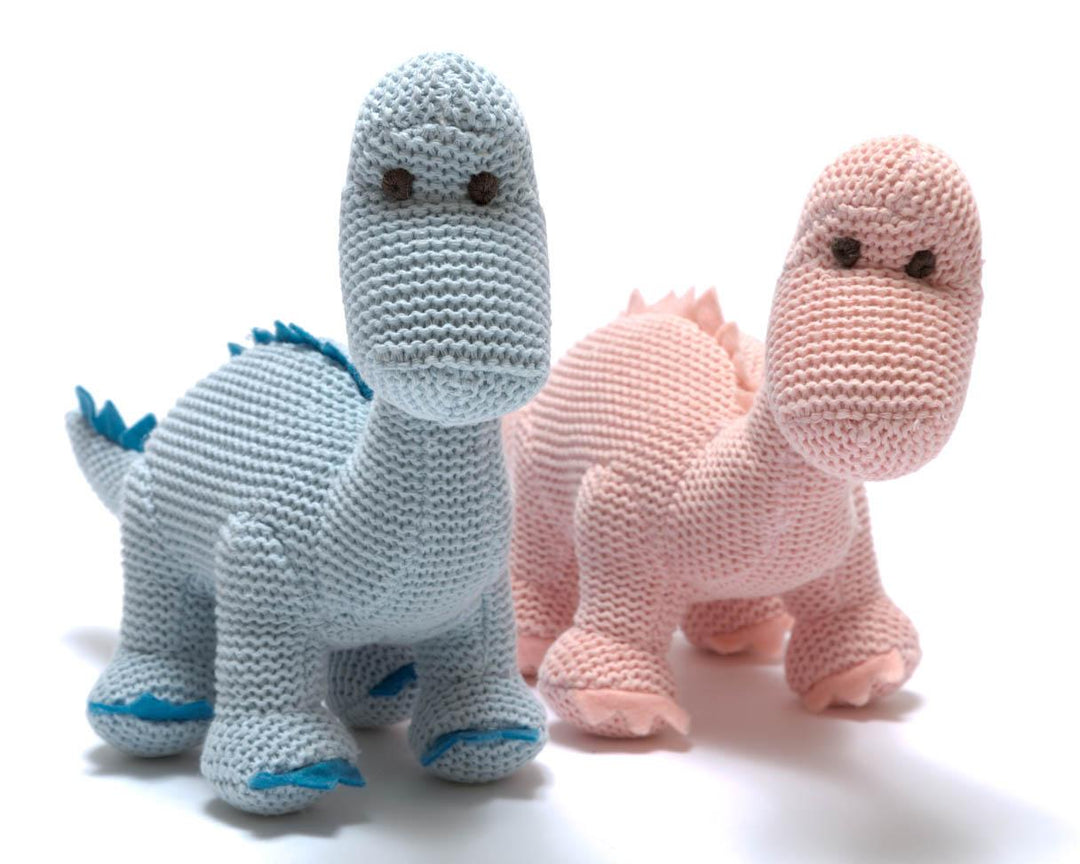 Knitted Blue Diplodocus Rattle