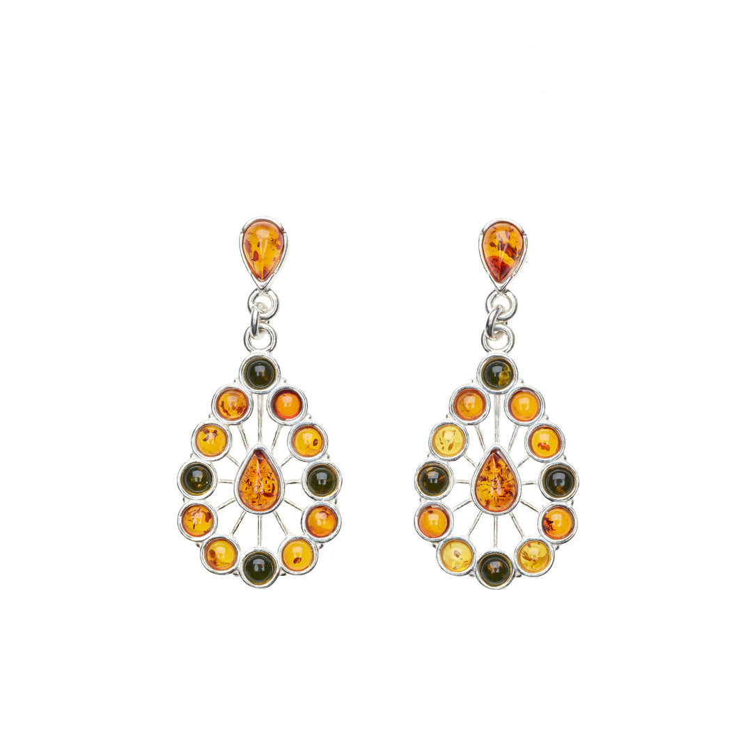 multiple shades amber teardrop earrings