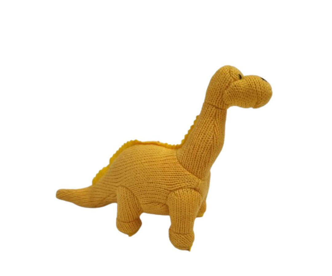 Knitted Diplodocus Rattle, Yellow