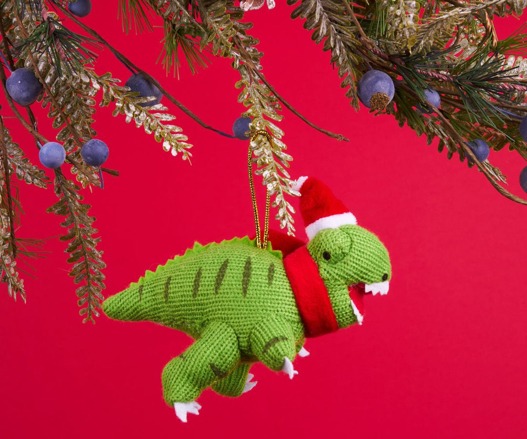 Christmas T. rex Knitted Ornament