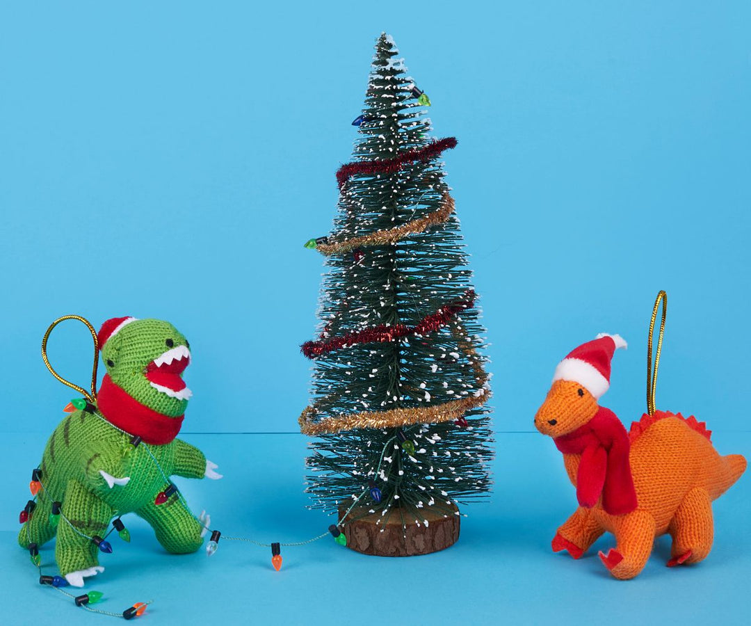 Christmas Diplodocus Knitted Ornament