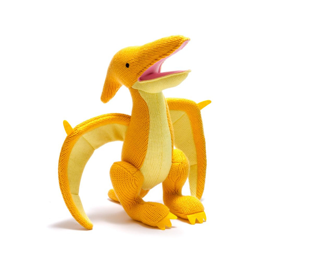 Yellow Knitted Pterodactyl Plush Toy