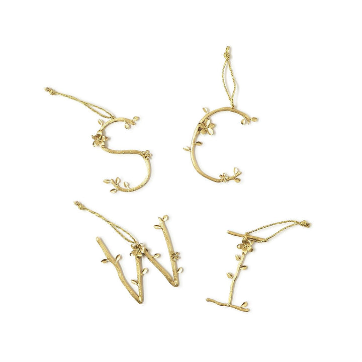 Golden Flowering Branch Initial Ornaments