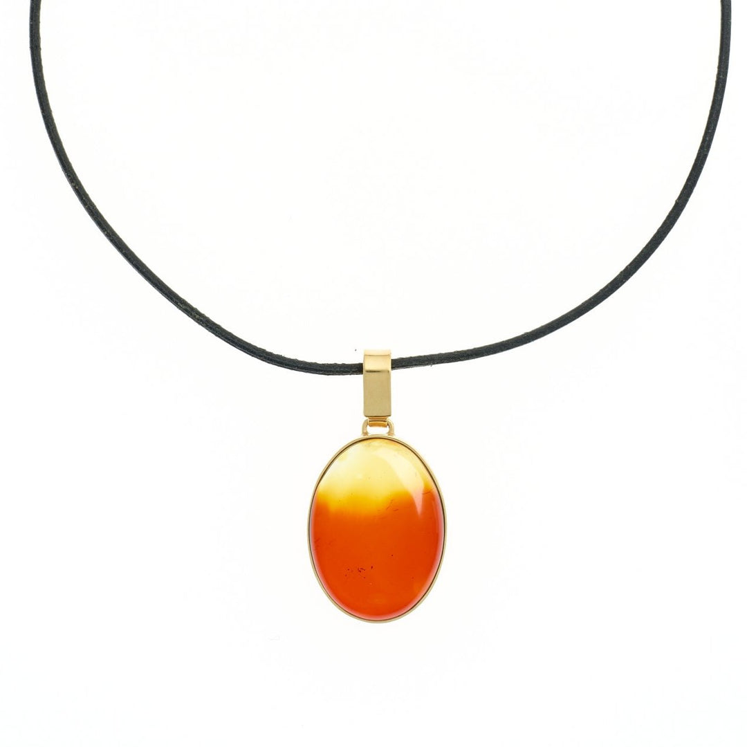 amber pendant on cord necklace