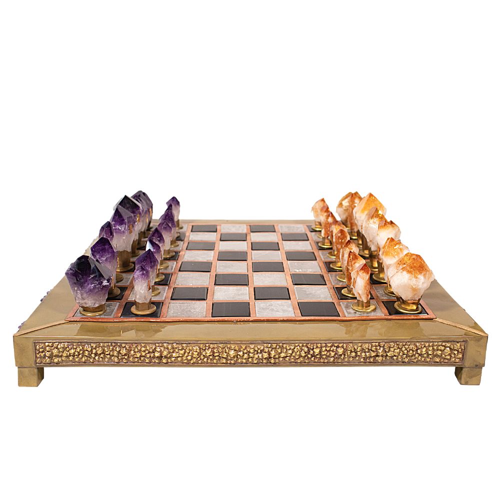 Amethyst & Citrine Chess Board and Set