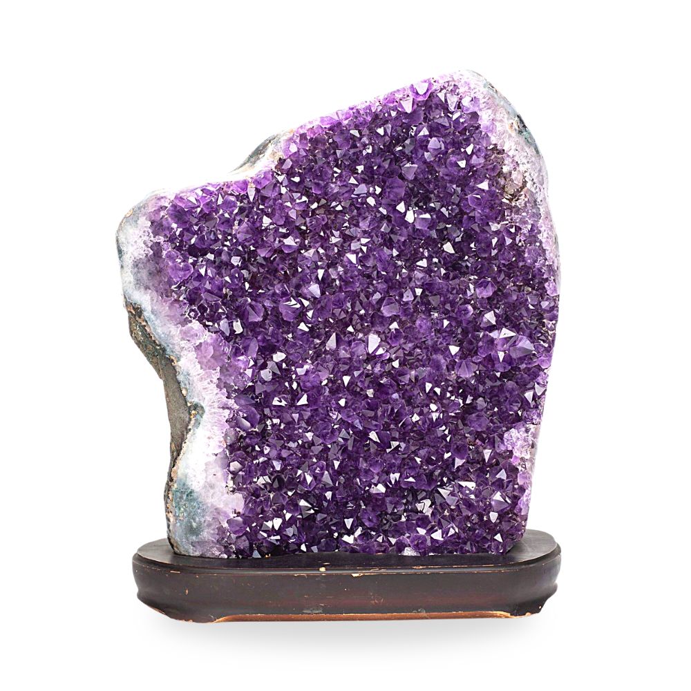 Amethyst Cluster on Wooden Stand