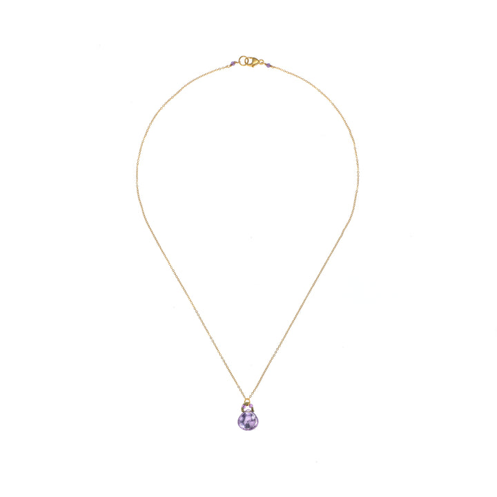 Amethyst with Gold Cord Necklace