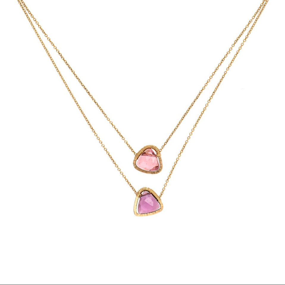 Amethyst and Rose Quartz Double-Strand Necklace