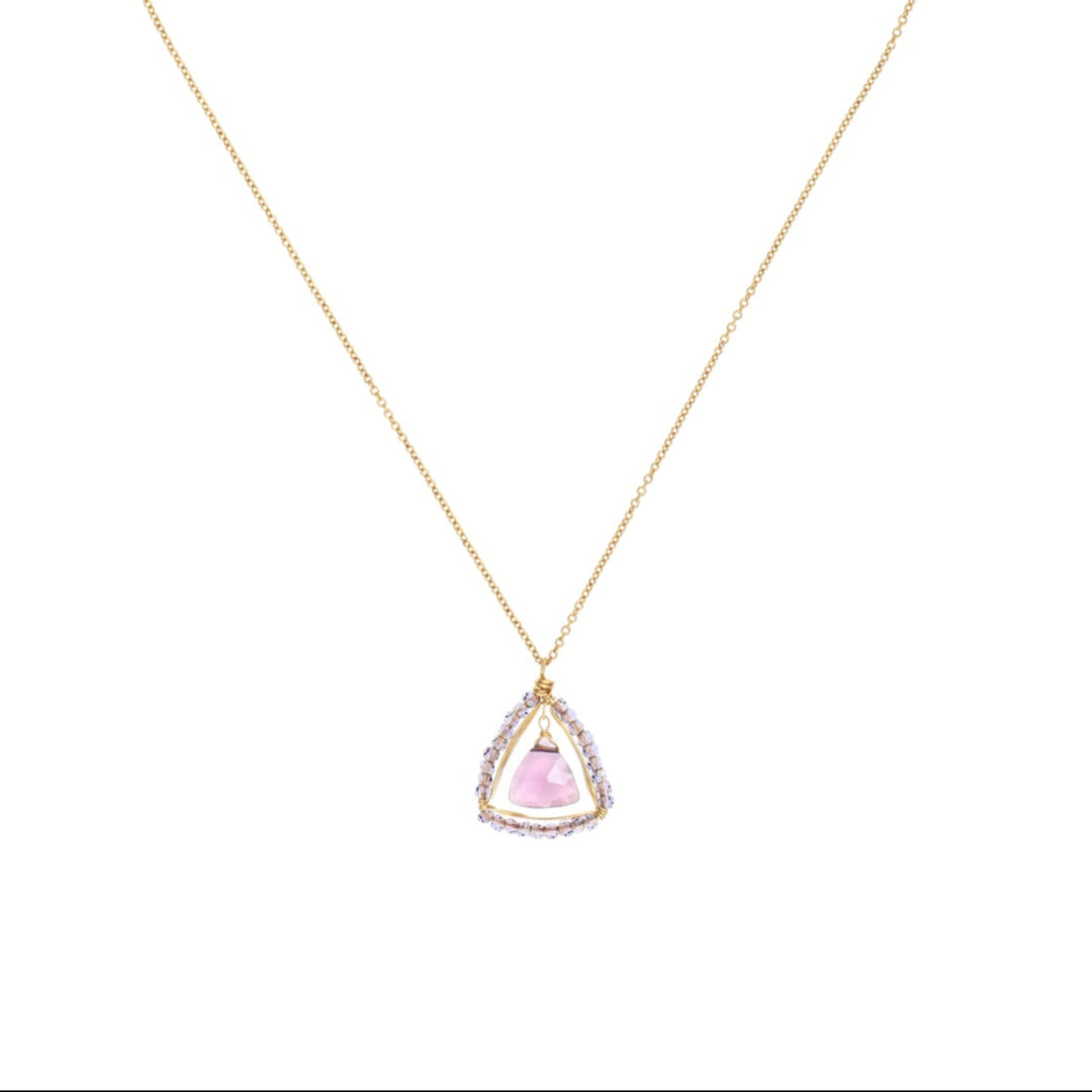 Triangular Amethyst Pendant Necklace