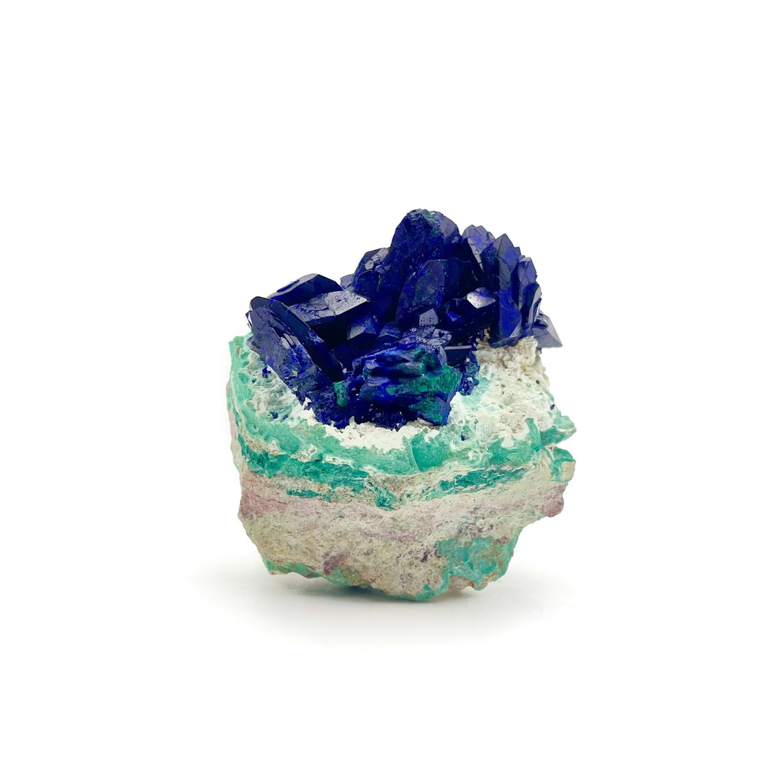 Azurite on Chrysocolla and Malachite