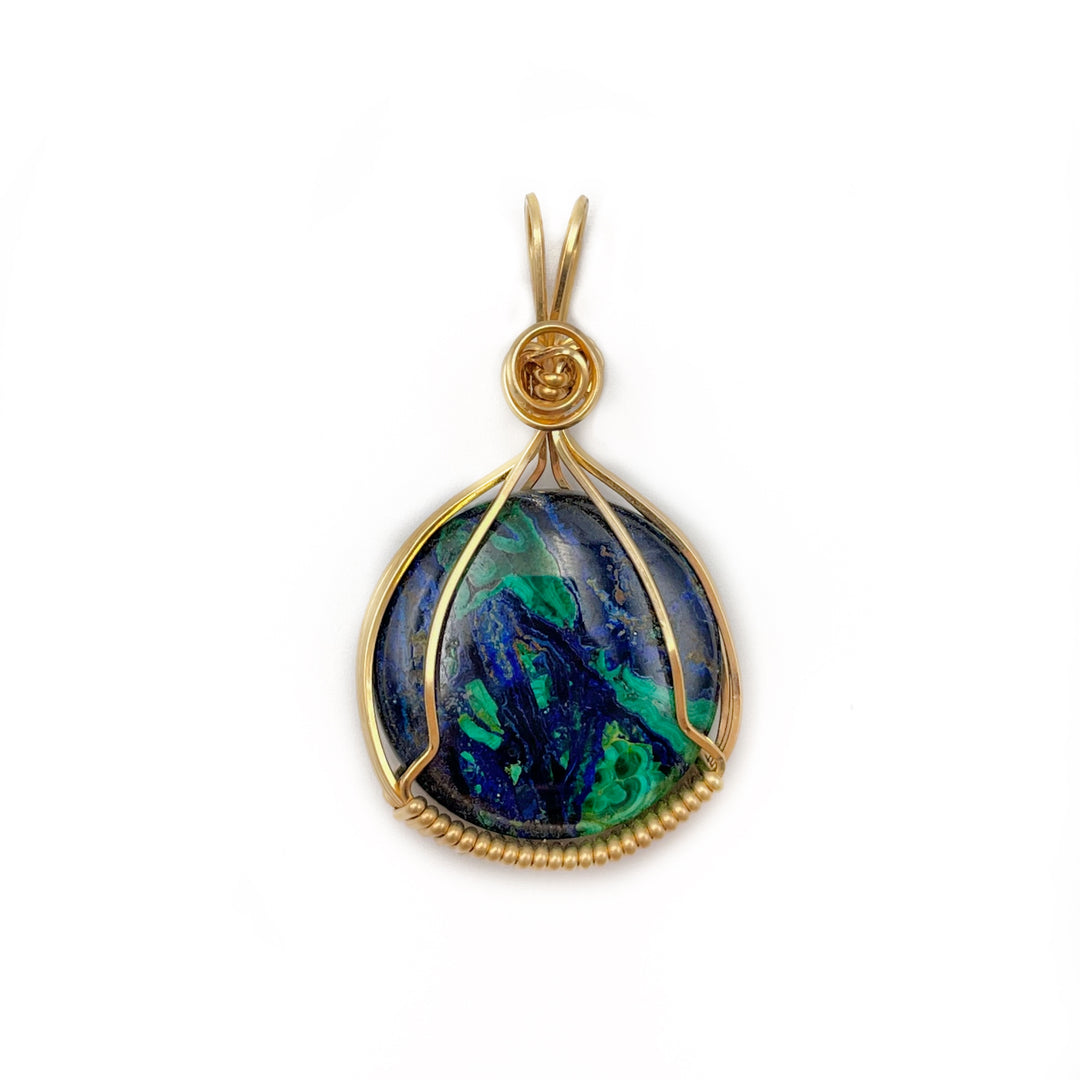 Azurite & Malachite Round Pendant