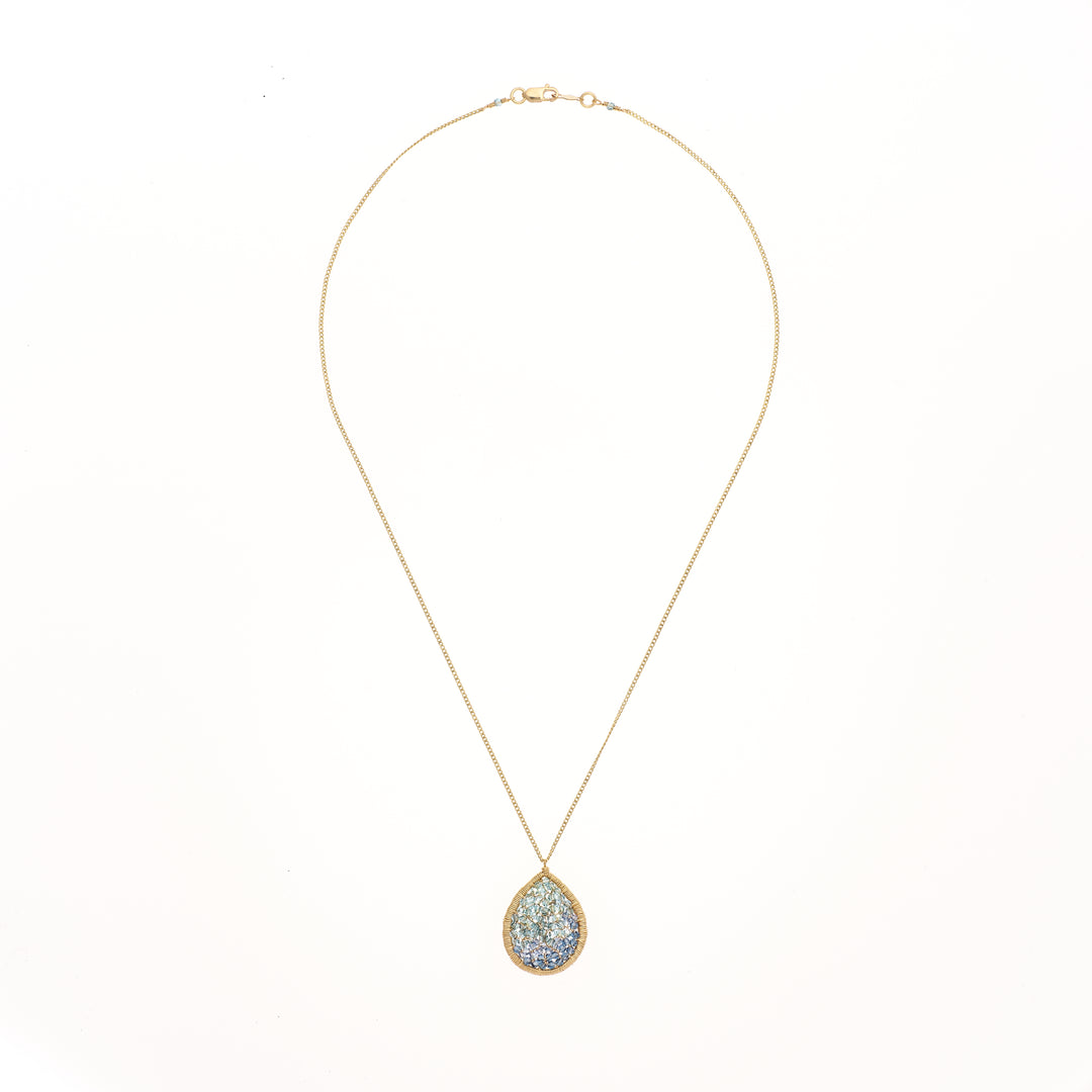 Indigo Mix Mosaic Teardrop Necklace