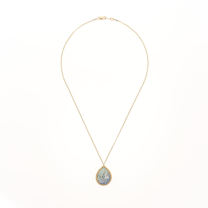Indigo Mix Mosaic Teardrop Necklace