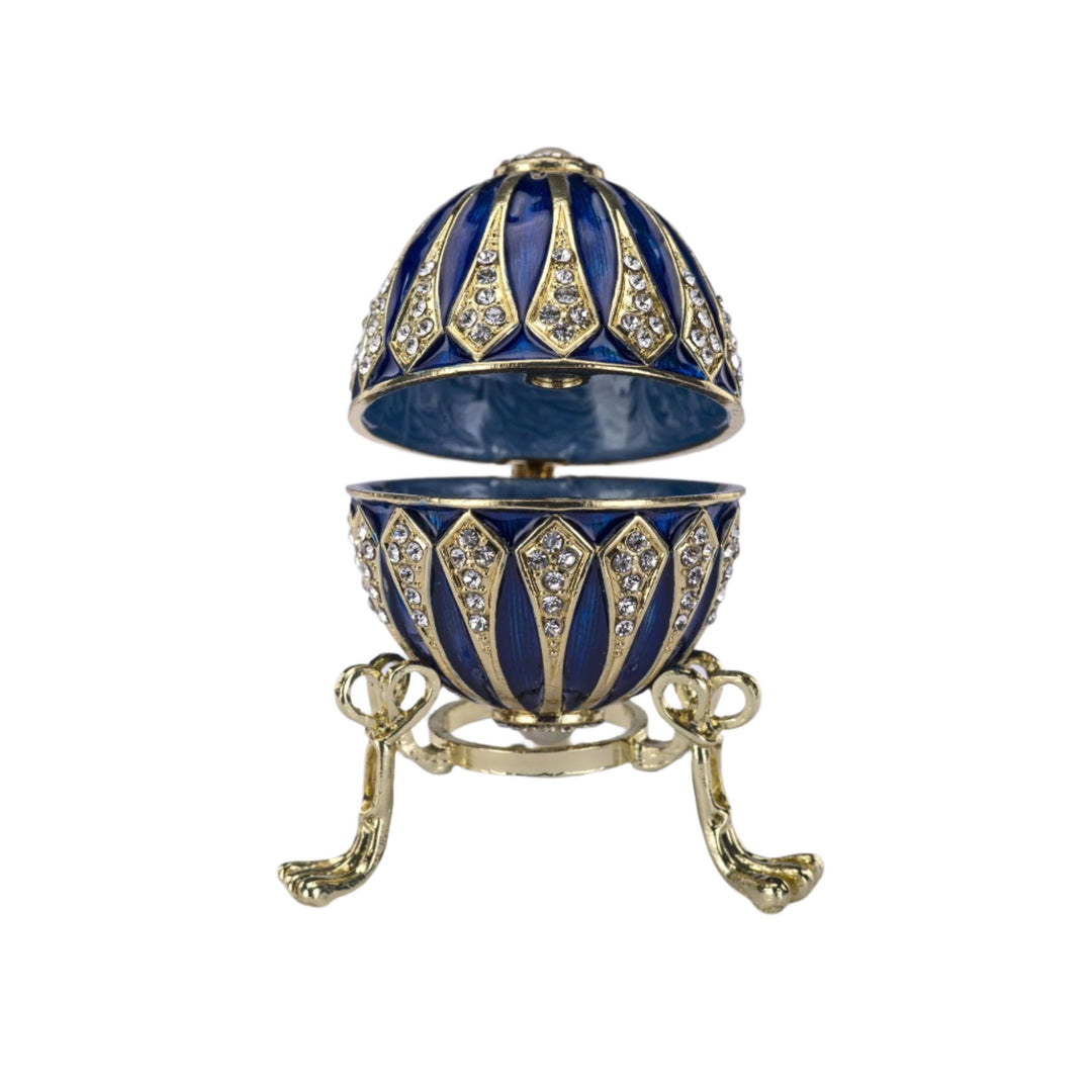 Imperial Blue Egg Trinket Box and Stand