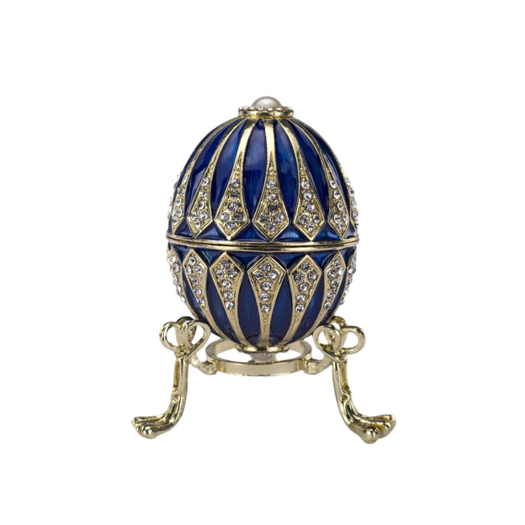 Imperial Blue Egg Trinket Box and Stand