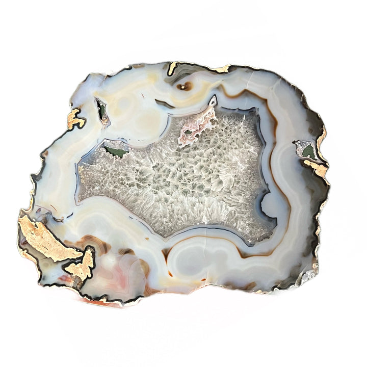 Pale Light Blue and Tan Agate Slice