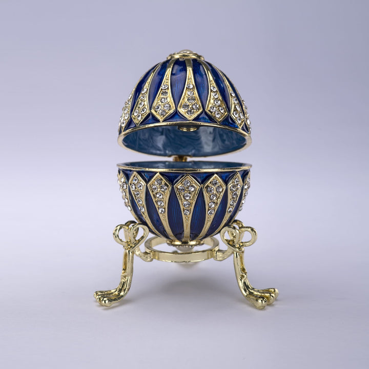 Imperial Blue Egg Trinket Box and Stand