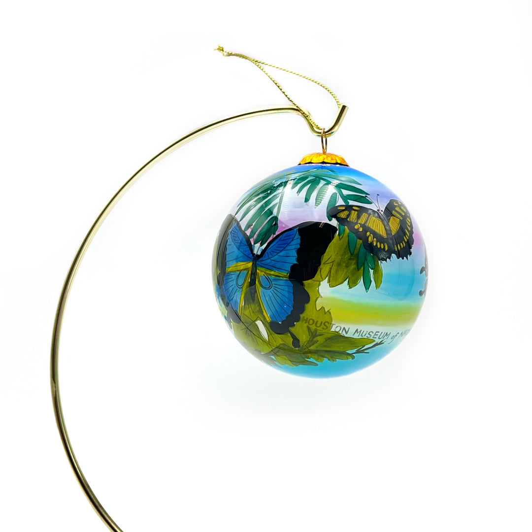 HMNS Butterfly Collage Painted Glass Ornament & Gift Box
