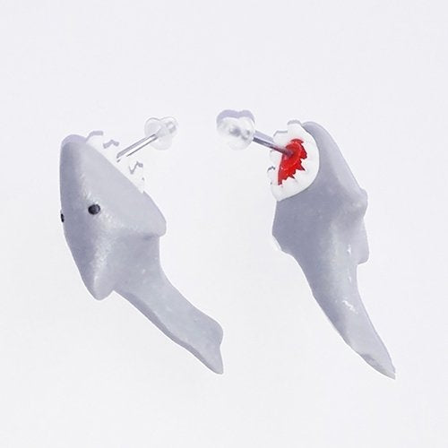 Grey Shark Earrings
