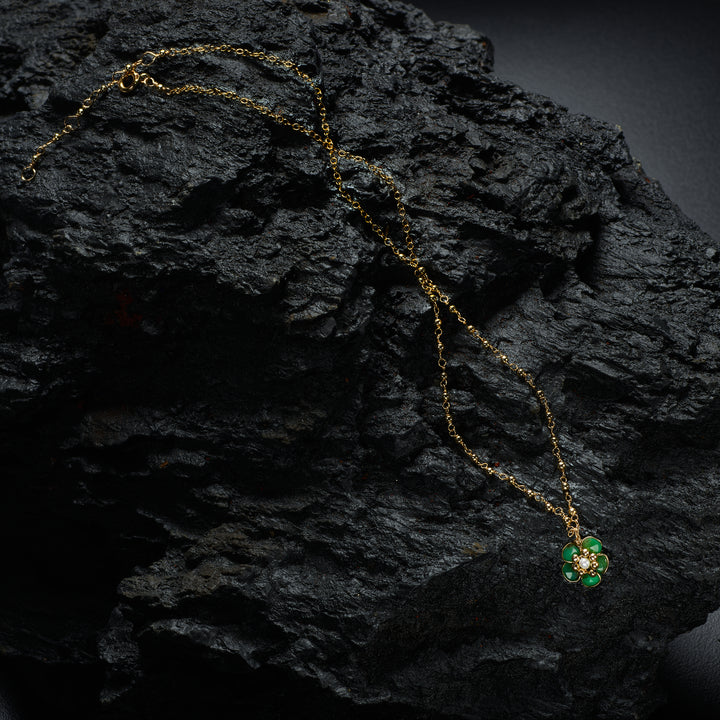 Chrysophrase Hibiscus Flower Necklace