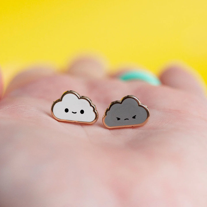 Cloud Pal Enamel Stud Earrings, 22k Gold Plating
