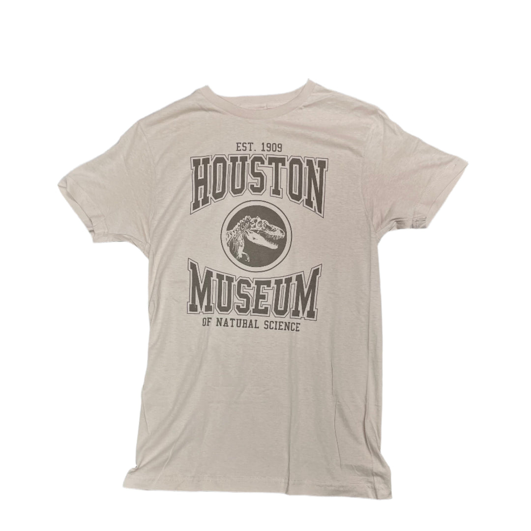 Beige t-shirt with Houston Museum of Natural Science logo 