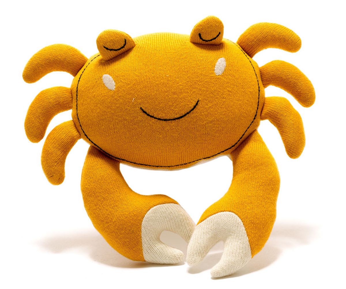 Knitted Mustard Crab Plush Toy