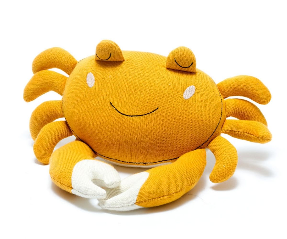 Knitted Mustard Crab Plush Toy