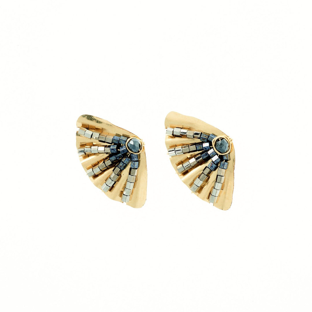 Smoky Art Deco Mix Fan Earrings