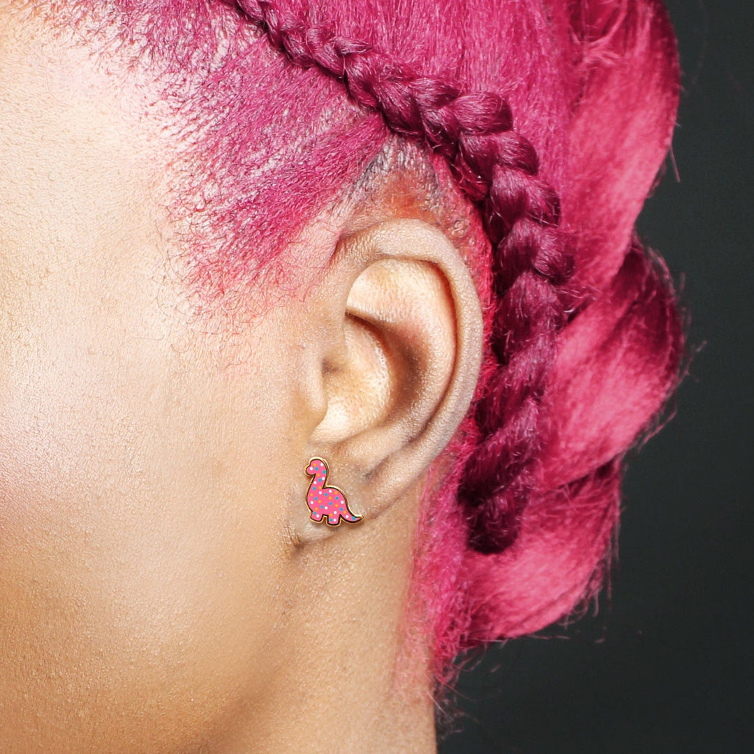 Dino Circus Cookie Earrings, Pachycephalosaurus & Brontosaurus