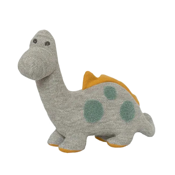 Gray & Teal Spot Knitted Diplodocus Plush Toy