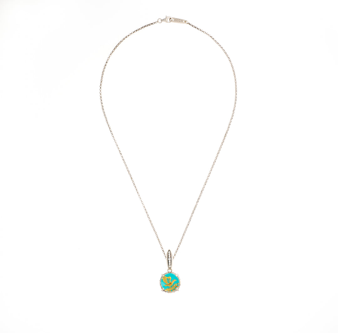 Amazonite & Quartz Dove & Olive Branch Motif Necklace