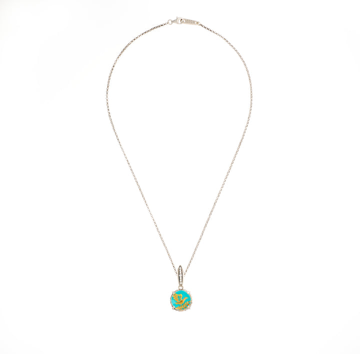 Amazonite & Quartz Dove & Olive Branch Motif Necklace