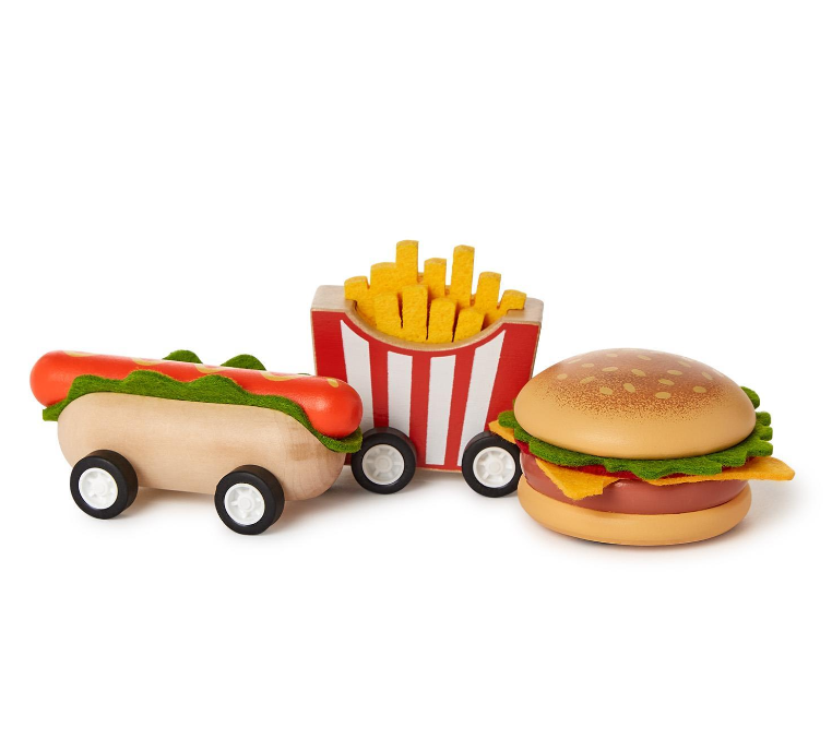 Wooden Pullback Fast Food Toy